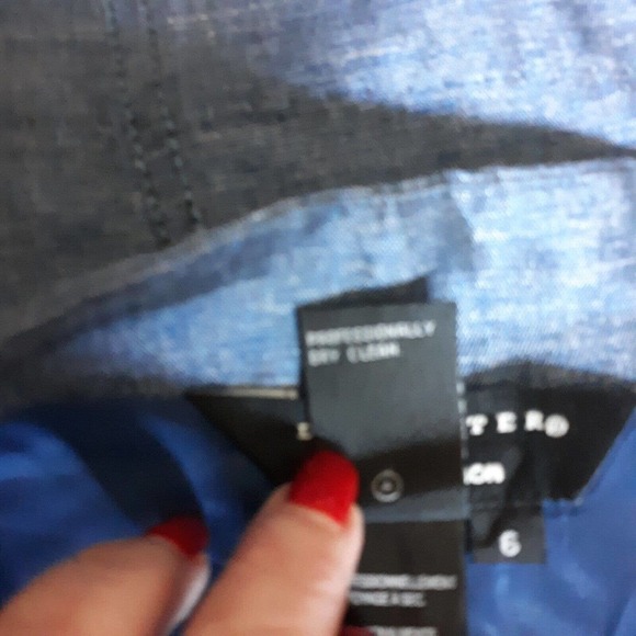 DONCASTER Shimmering Blue Knee Length Skirt Womens Size 6 Linen Blend - Picture 10 of 11